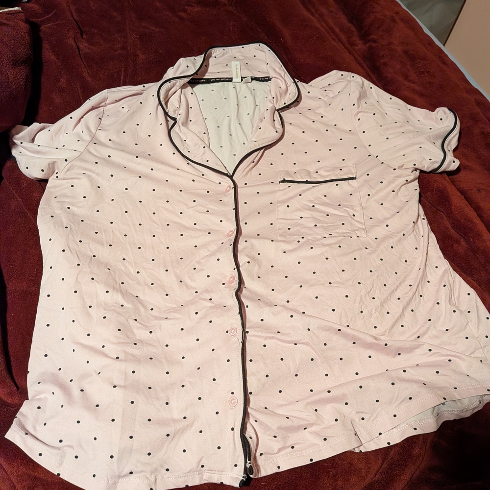 Pink Polka Dot Button-Up Shirt